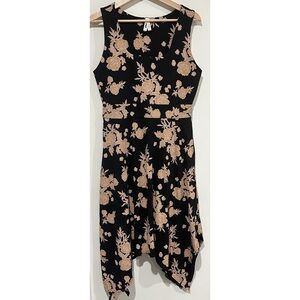 Pact Floral Asymmetrical Organic Cotton Midi Dress